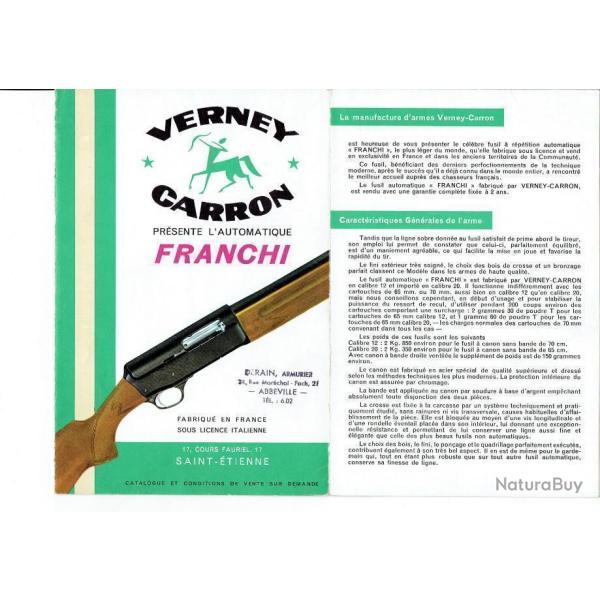 notice 7 pages fusil VERNEY CARRON ARC / FRANCHI (envoi par mail) - VENDU PAR JEPERCUTE (m2838)