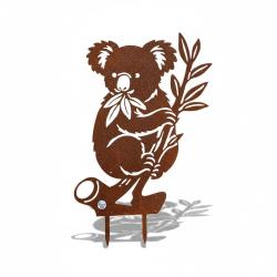 Silhouette de koala en m&eacute;tal - D&eacute;coration de jardin effet rouille