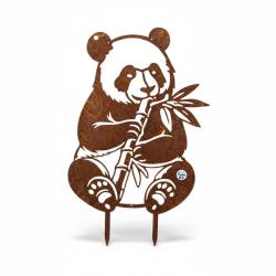 Silhouette de panda en m&eacute;tal - D&eacute;coration de jardin effet rouille