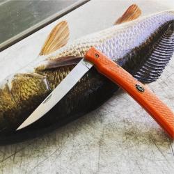 Couteau Outdoor Edge Field-Bone Lame Acier 440A Manche Zytel Orange Lockback Etui OEFBB2