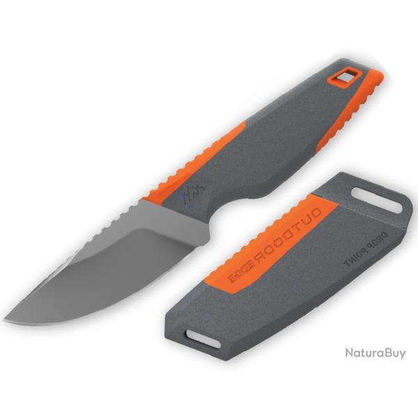 Couteau Fixe Outdoor Edge Vantex Drop Point Lame Acier 7Cr17MoV Manche TPR Gris Orange OEVNTXDPC