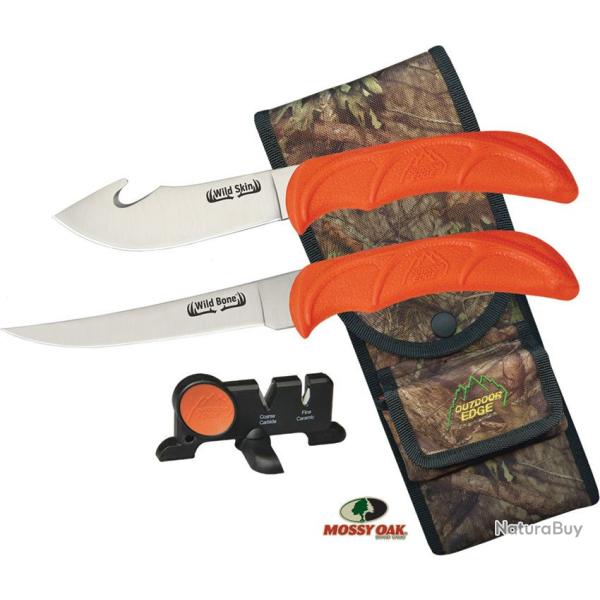 Kit Outdoor Edge Wild Bone Combo Lame Acier 420J2 Manche TPR Orange �tui OEWB4C