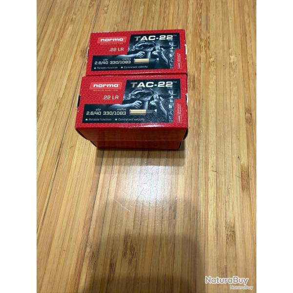 200 cartouches NORMA TAC22 calibre 22Lr