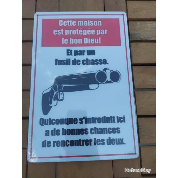 Plaque s�curit� m�tal, chasse, chasseur, p�che, nature, �tang, neuf