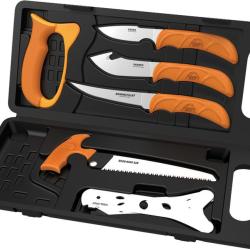 Kit Outdoor Edge Wild-Pak Game Processing 8 Pi&egrave;ces Lame Acier 420J2 Manche TPR Orange OEWP2