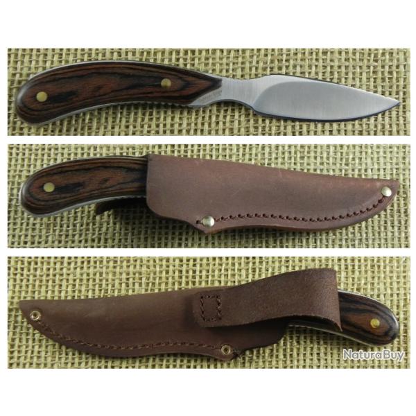 Couteau Outdoor Edge Dark Timber Caper Lame Acier 8Cr13MoV Manche Noyer �tui Cuir OEDTC2