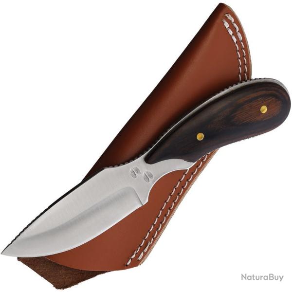 Couteau Outdoor Edge Dark Timber Skinner Lame Acier 8Cr13MoV Manche Pakkawood �tui Cuir OEDTS1B
