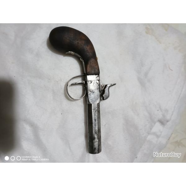 PISTOLET DE POCHE A PISTON POUDRE NOIRE canon octogonal