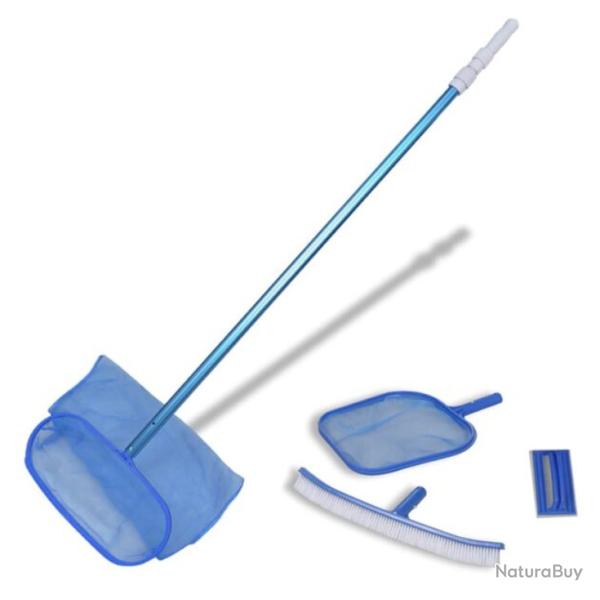 Kit entretien piscine manche t�lescopique aluminium brosses et �puisettes