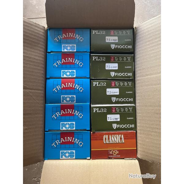 Lot cartouche calibre 12 -plomb 71/2 NSI - FOB - FIOCCHI
