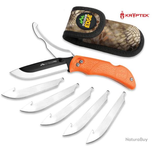 Couteau Outdoor Edge Razor Pro Lame Acier 420J2 Manche TPR Lockback OERO20C