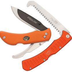 Lot de 2 Couteau Outdoor Edge Razor Pro Saw Combo Lame Acier 420J2 Manche TPR Lockback OEROC30