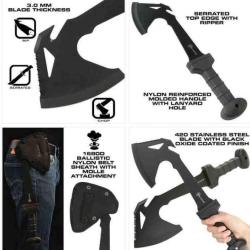 Hache Reapr Meridius Battle Axe Lame Acier 420 Manche Nylon Etui Nylon Tactical Survivaliste 000