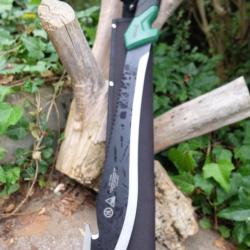 Couteau Bowie Machette Mad Max Survie Lame Tanto Acier 3Cr13 Manche ABS Green Black Etui Nylon