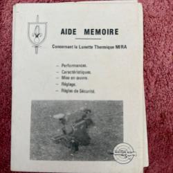 Aide m&eacute;moire de la lunette thermique MIRA . Original. Ni copie , ni PDF .