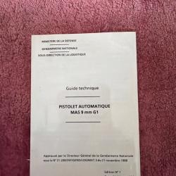 Guide Technique Mas 9 mm G1 . &Eacute;dition 1988.  Version originale. Ni copie ni PDF .