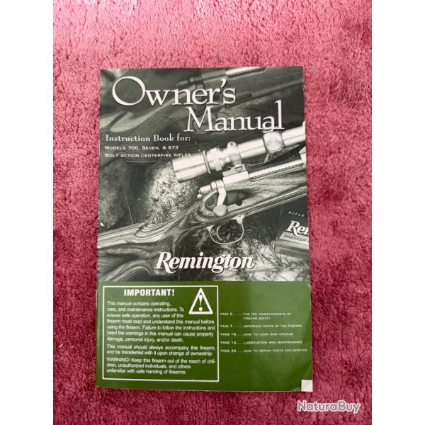 Notice Remington 700 . Notice originale.