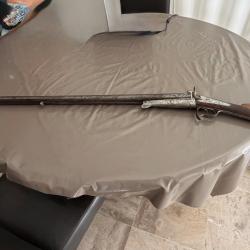 Fusil &agrave; broche E.Bernard cannonier-calibre 24-canons damas 1m-Liege.Vers 1860-certificat Le Hussard