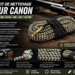 Kit de nettoyage pour canon .30 Cal / .308 / 30-06 / .300 / .303 / 7,62 mm