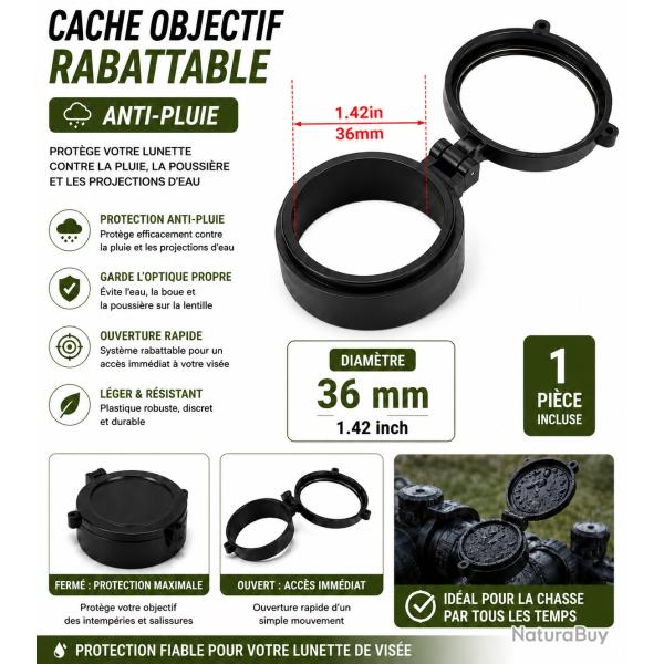 Cache objectif rabattable anti-pluie - 36 mm