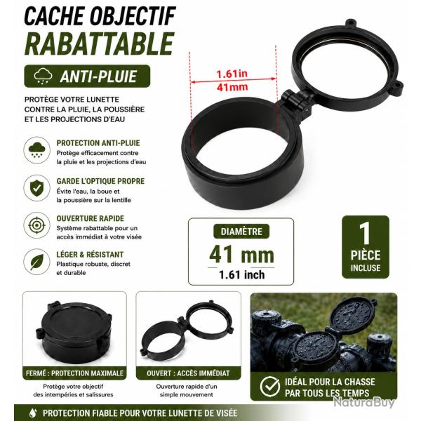 Cache objectif rabattable anti-pluie - 41 mm