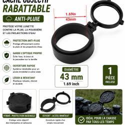 Cache objectif rabattable anti-pluie - 43 mm