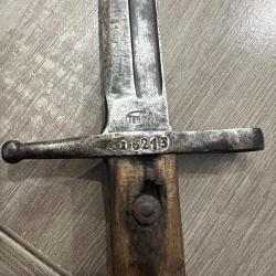 Ba&iuml;onnette italienne Carcano mod&egrave;le 1891 avec fourreau cuir