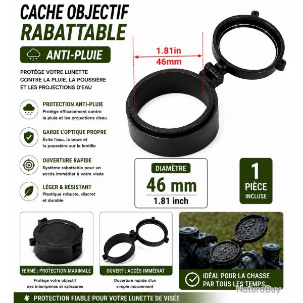 Cache objectif rabattable anti-pluie - 46 mm