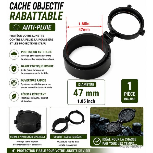 Cache objectif rabattable anti-pluie - 47 mm
