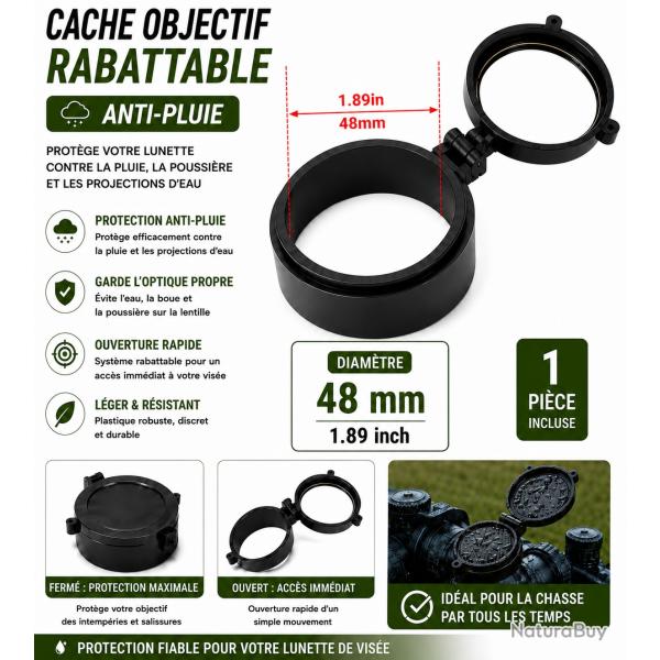 Cache objectif rabattable anti-pluie - 48 mm