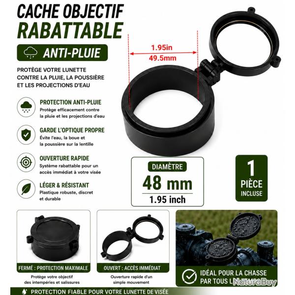 Cache objectif rabattable anti-pluie - 49,5 mm