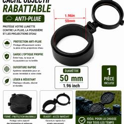 Cache objectif rabattable anti-pluie - 50 mm
