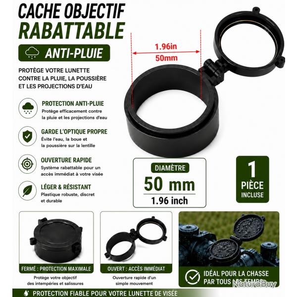 Cache objectif rabattable anti-pluie - 50 mm