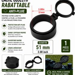 Cache objectif rabattable anti-pluie - 51 mm