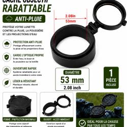 Cache objectif rabattable anti-pluie - 53 mm