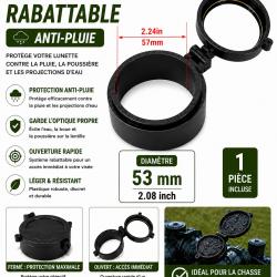 Cache objectif rabattable anti-pluie - 57 mm