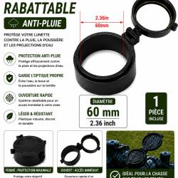 Cache objectif rabattable anti-pluie - 60 mm