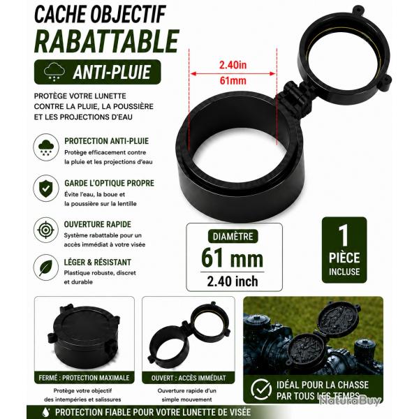 Cache objectif rabattable anti-pluie - 61 mm