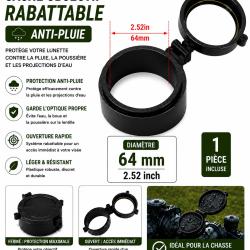 Cache objectif rabattable anti-pluie - 64 mm