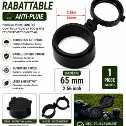 Cache objectif rabattable anti-pluie - 65 mm