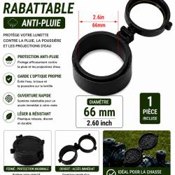 Cache objectif rabattable anti-pluie - 66 mm