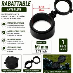 Cache objectif rabattable anti-pluie - 69 mm