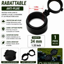 Cache objectif rabattable anti-pluie - 34 mm