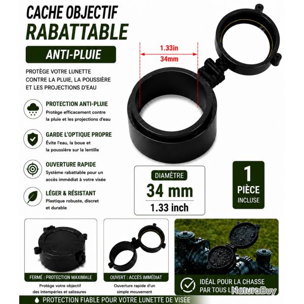Cache objectif rabattable anti-pluie - 34 mm