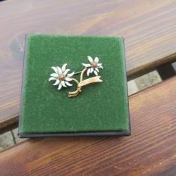 Ancienne broche souvenir a d&eacute;cor d'Edelweiss - Autriche (Vers 1940-50)