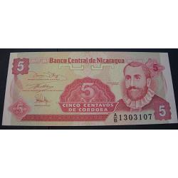 Nicaragua, billet de 5 centavos sup 1991 (francisco de cordoba)