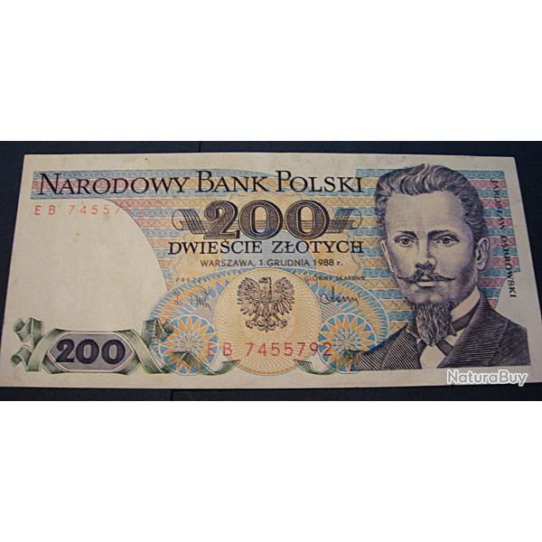 Pologne, billet de 200 ZLOTYCH SUP 1988
