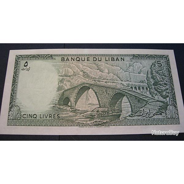 Liban, billet de 5 livres superbe