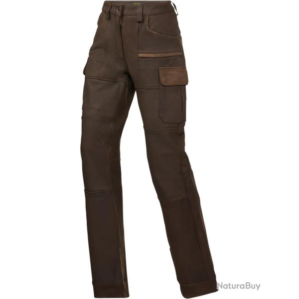 Pantalon Femme Prestige cuir de buffle (Couleur: Brun/marron, Taille: 40)