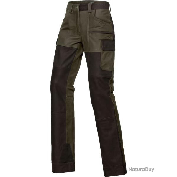 Pantalon Femme cuir de buffle (Couleur: Oliv/brun, Taille: 40)